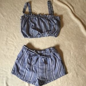 Forever 21 Two Piece Set Crop Top and Lined Short